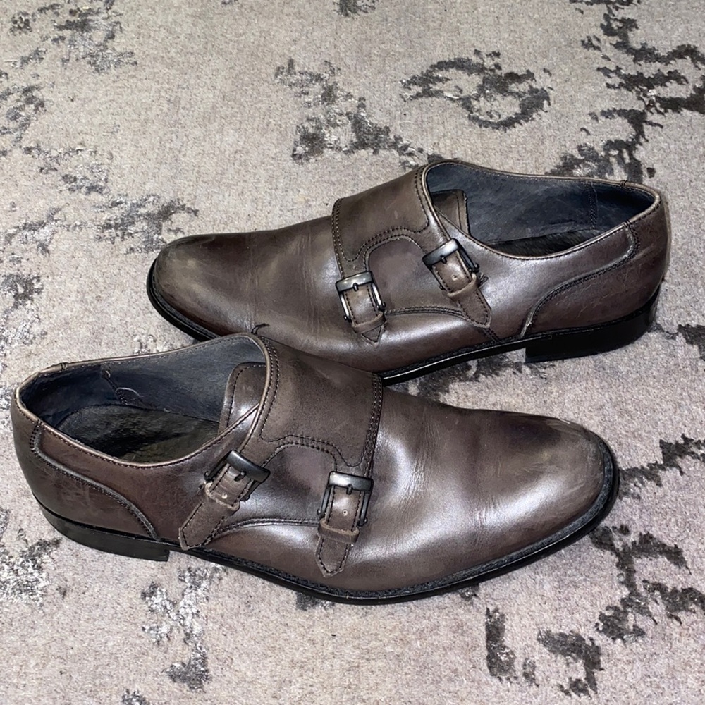 John Varvatos distressed monk strap shoes